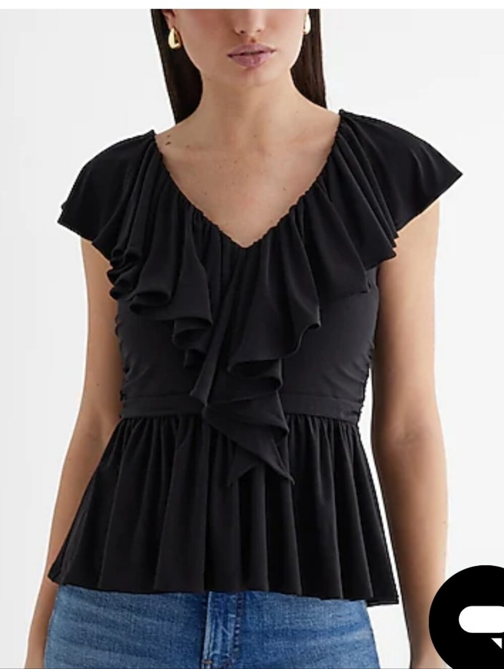 NWT Express V Neck Ruffle Peplum Top- XS